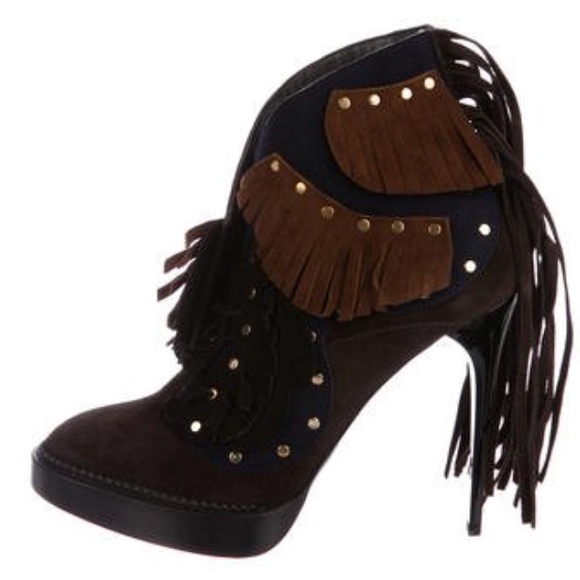 NEW Runway Burberry Lilybell Studded Fringe Boots Bootie Heels - Picture 2 of 11